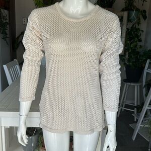 ORVIS Vintage Sm fishnet crochet sweater 54% silk 32% rayon 14% cotton